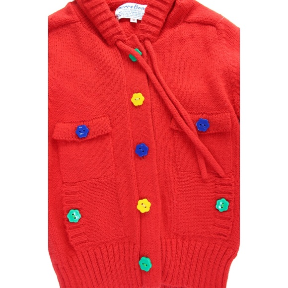 Vintage Pierre Bonee Knit Hooded Vibrant Retro Embellished Top 3T - Picture 3 of 6